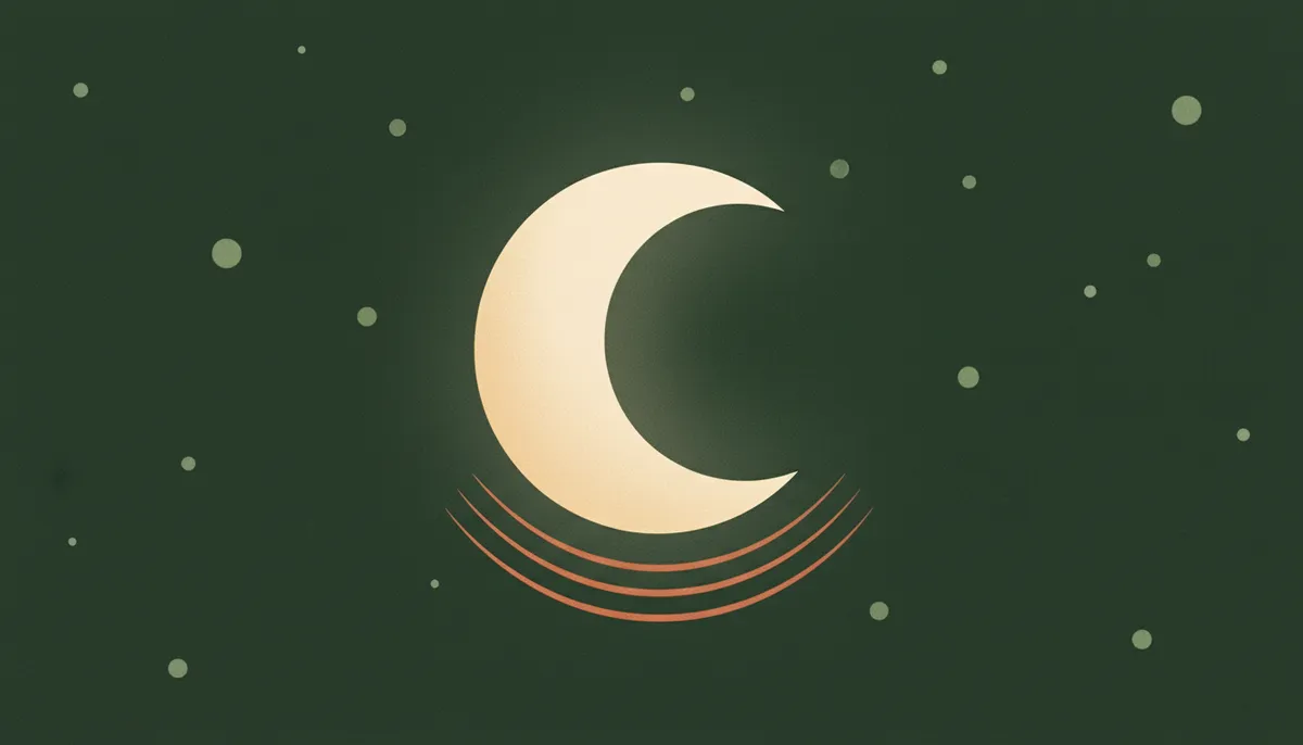 Crescent moon with stars and gentle sleep waves